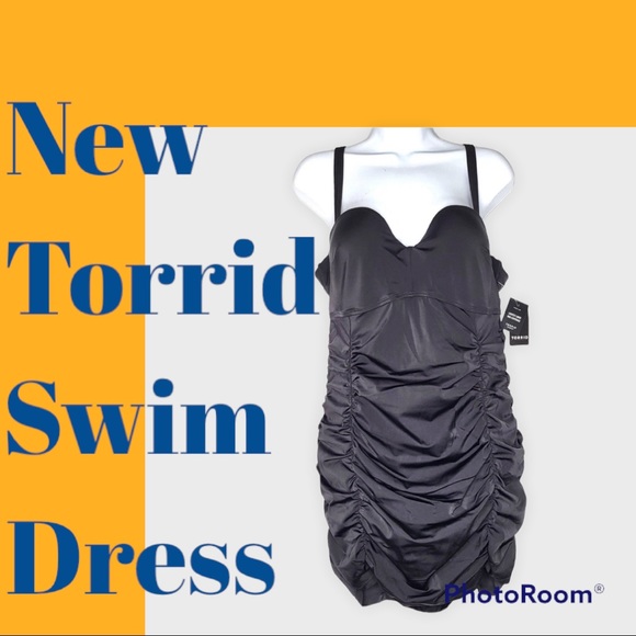 Torrid NWT Ruched Swim Dress♥️ Slimming/Push Up - Picture 4 of 6